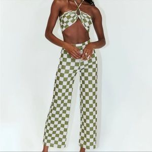 Princess Polly Latiana Set - Green Checkered - Size 0